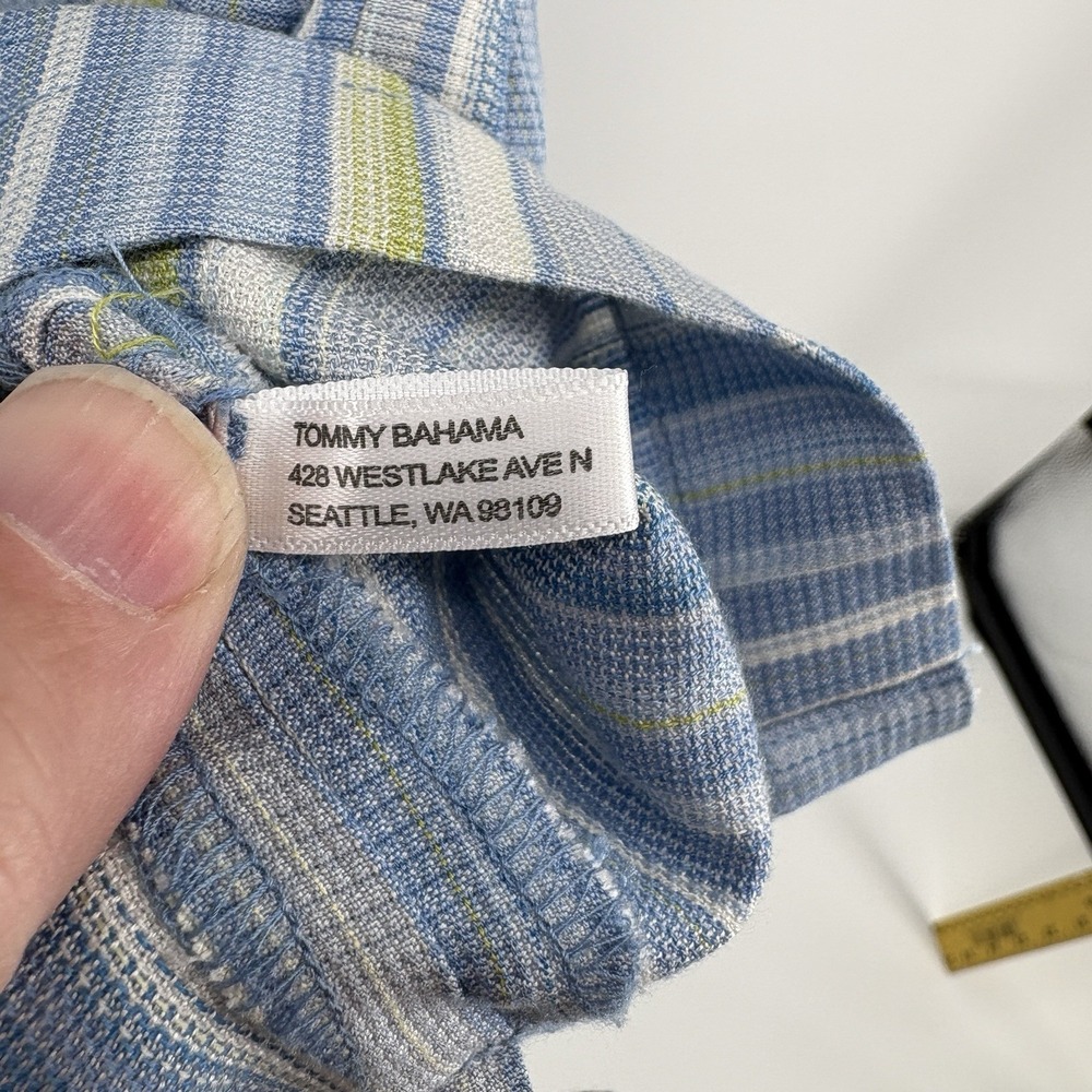 Tommy Bahama Shirt Mens XLarge Blue Yellow Striped 100% Silk Button Up Casual - Picture 8 of 12